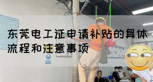 东莞电工证申请补贴的具体流程和注意事项(图1)